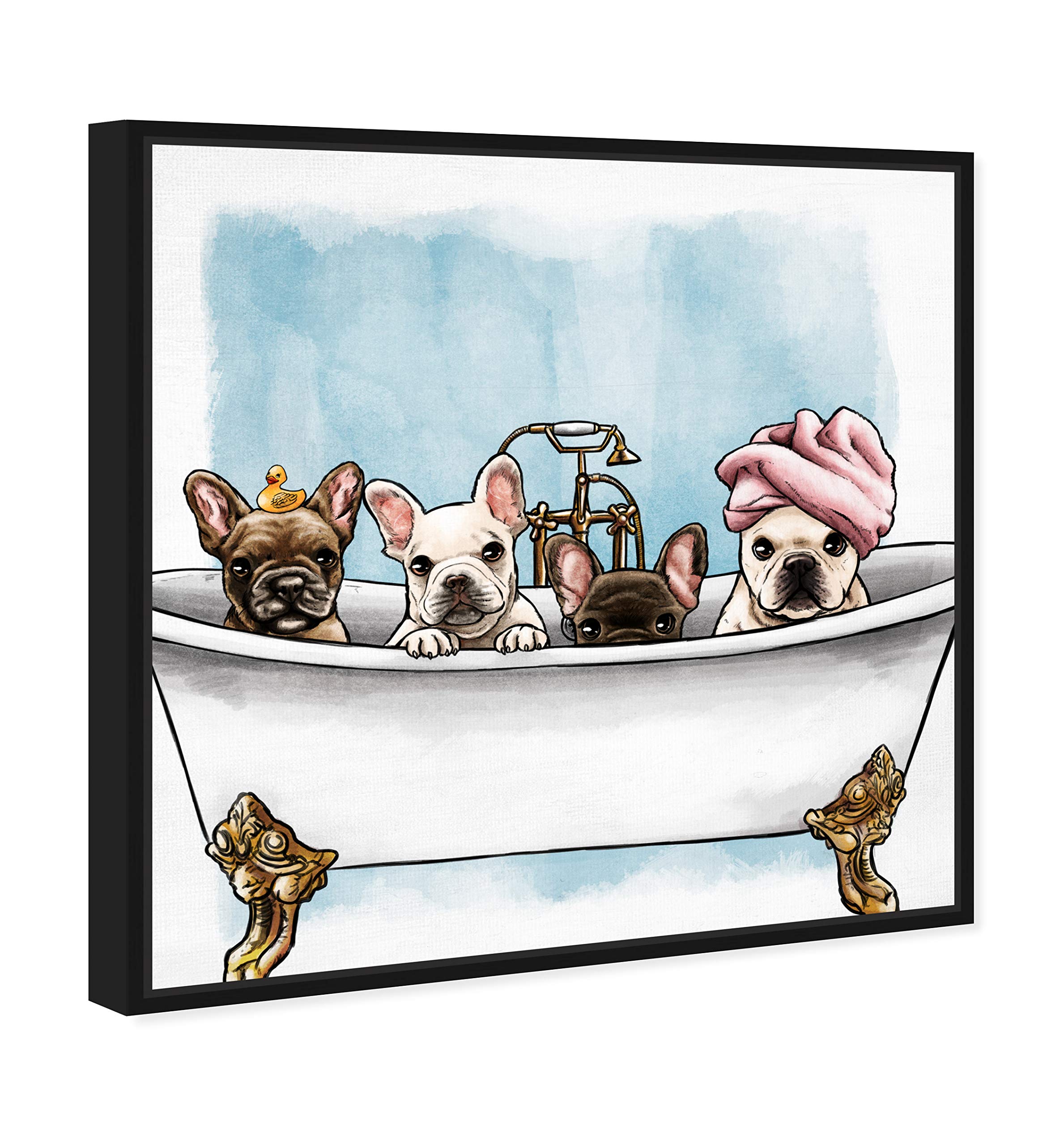 新品 オリバーガル Frenchies In The Tub 絵画 新品 オリバーガル